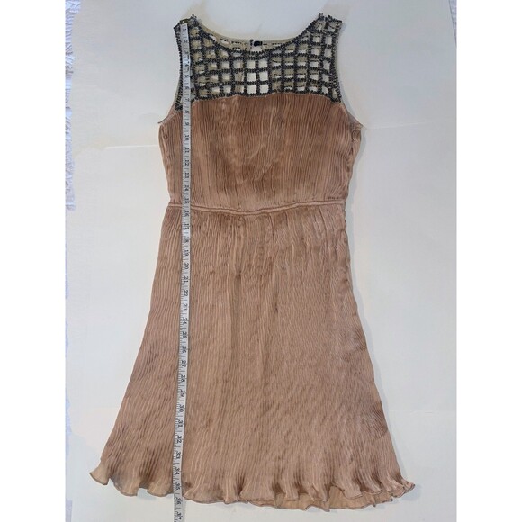 Ark & Co. Peach Pink Beaded Sleeveless Pleated Cocktail Dress Boho Flapper Sz M - Picture 11 of 15